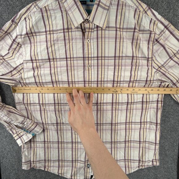 Nat Nast Men Button Up Shirt Long Sleeve American Fit XL Plaid Colorful Cotton - Picture 5 of 13